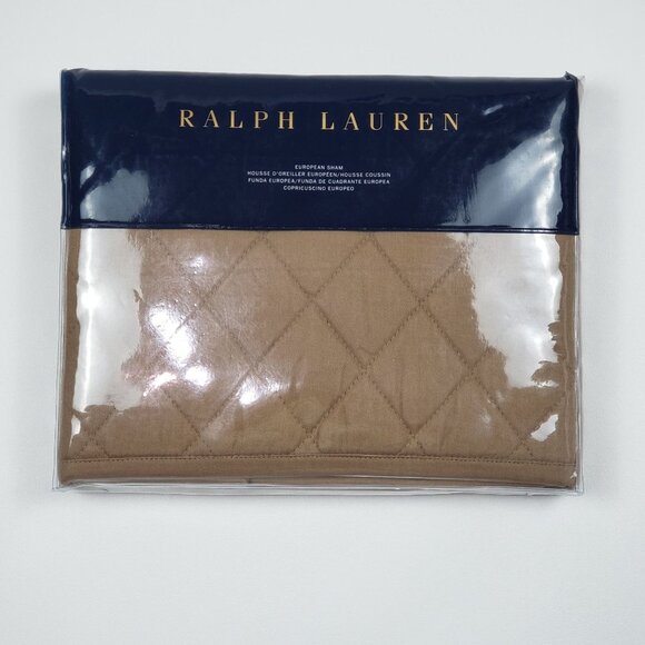 Ralph Lauren Modern Equestrian Cromwell Quilted One European Sham Camel 26x26 IN - Picture 2 of 16
